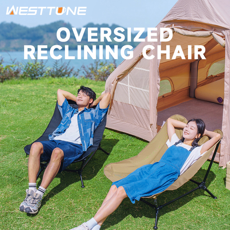Outdoor Camping Recliner - WESTTUNE Folding Lounger Chair Oversized Camping
