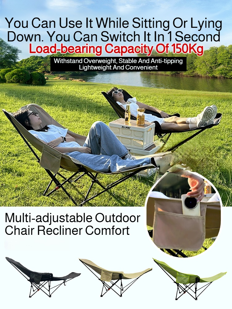 Outdoor Camping Recliner - Portable Folding Recliner Beach Chair Leg