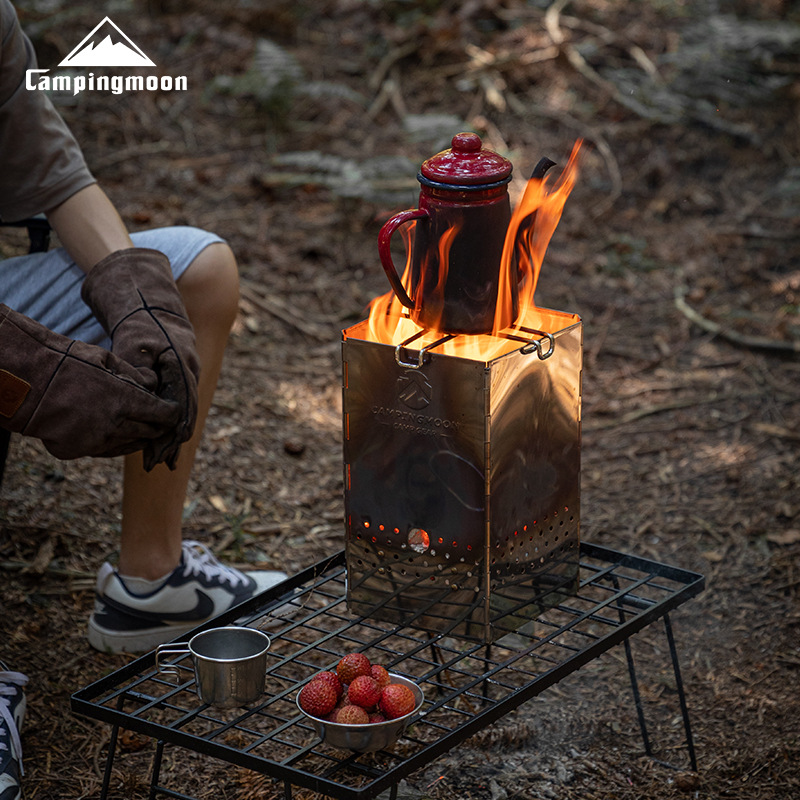Outdoor Camping Wood Stove - MT-18 Stainless Steel Hiking Folding Charcoal