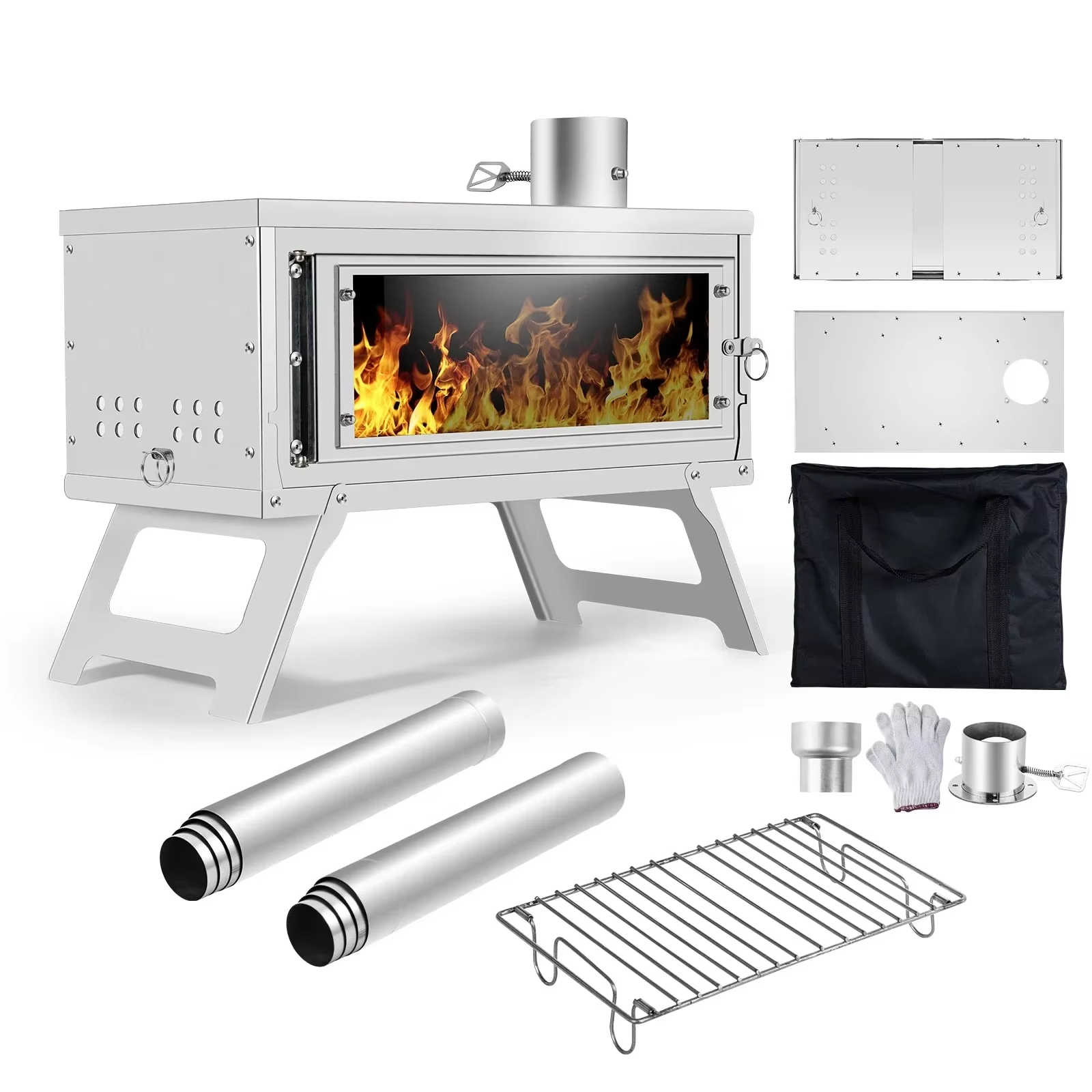 Outdoor Camping Wood Stove - CHANGE MOORE Portable Outdoor Folding Secondary