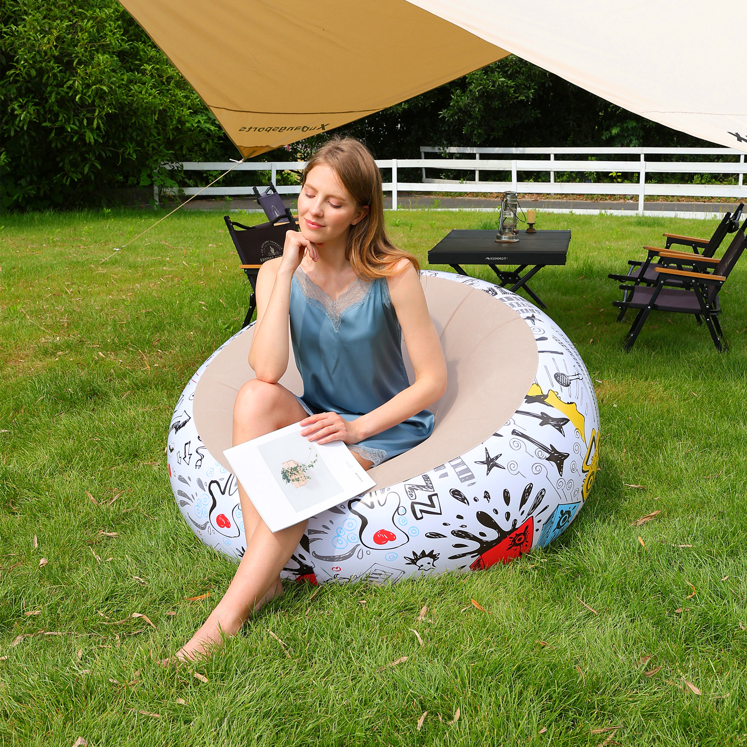 Bean Bag Chairs Inflatable Cam - مراجعة Outdoor Camping Folding Chair وسعره