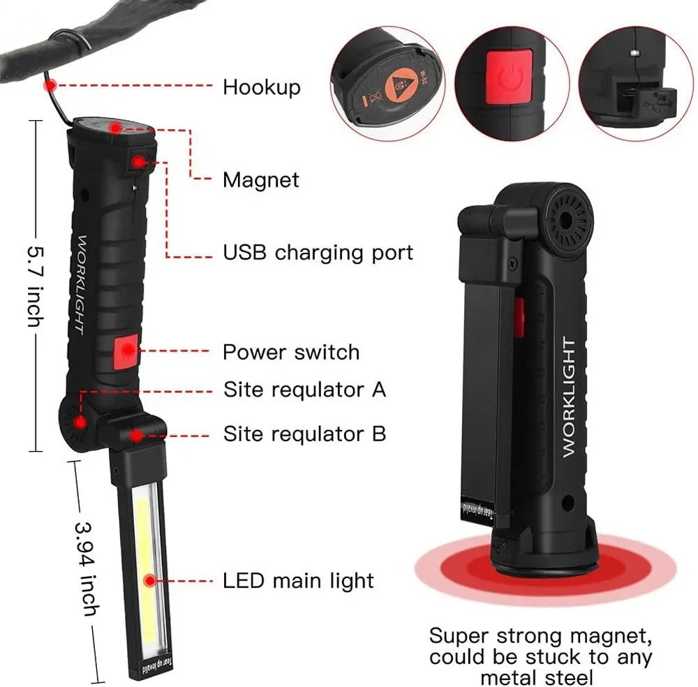 Portable COB LED Flashlight US - مراجعة Outdoor Camping Lampe وسعره