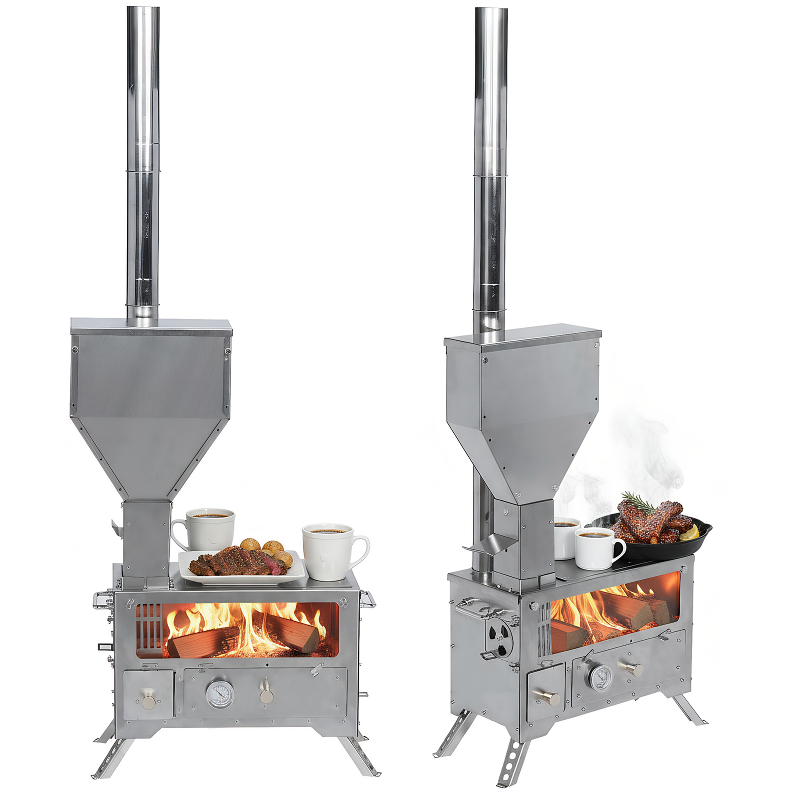Portable Wood-Burning Camp Sto - مراجعة Outdoor Camping Wood Stove وسعره