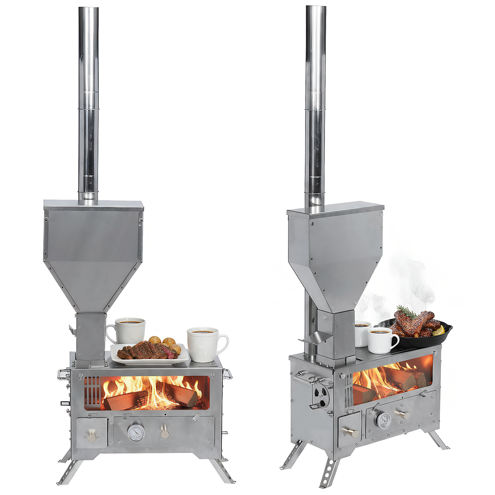 Portable Wood-Burning Camp Sto - مراجعة Outdoor Camping Wood Stove وسعره