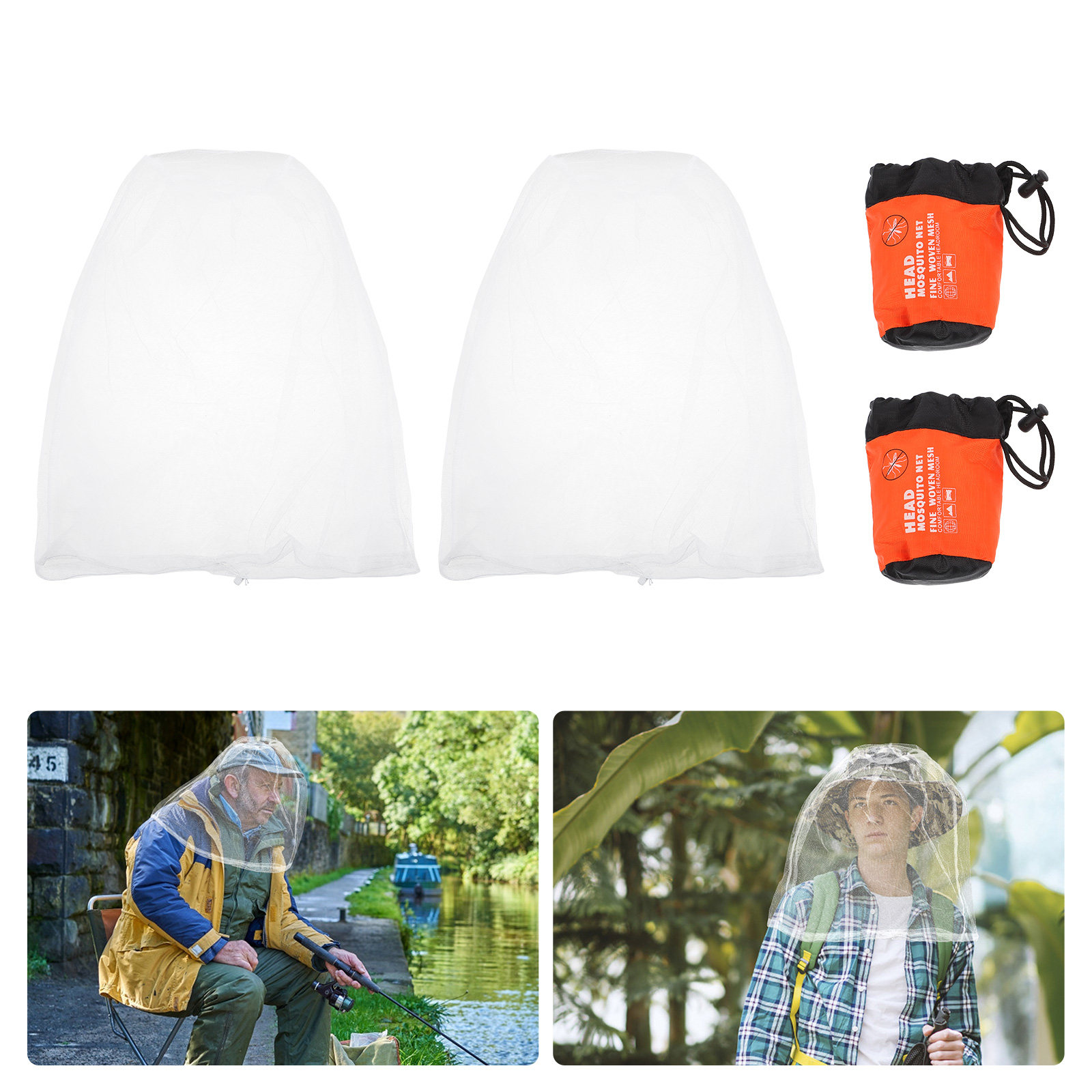 2Pcs Mosquito Mesh Head Nets O - مراجعة Outdoor Camping Mosquito Net وسعره
