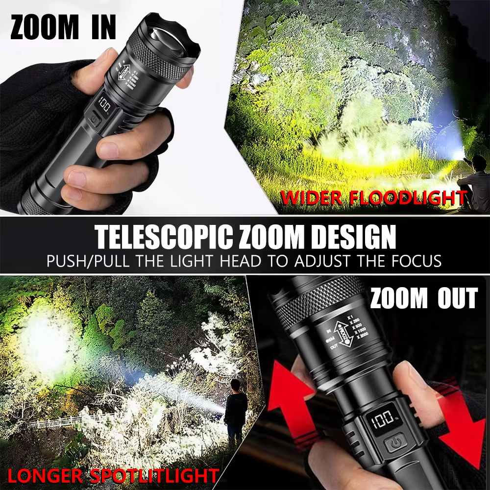 100000LM Ultra-bright Flashlig - مراجعة Outdoor Camping Lampe وسعره