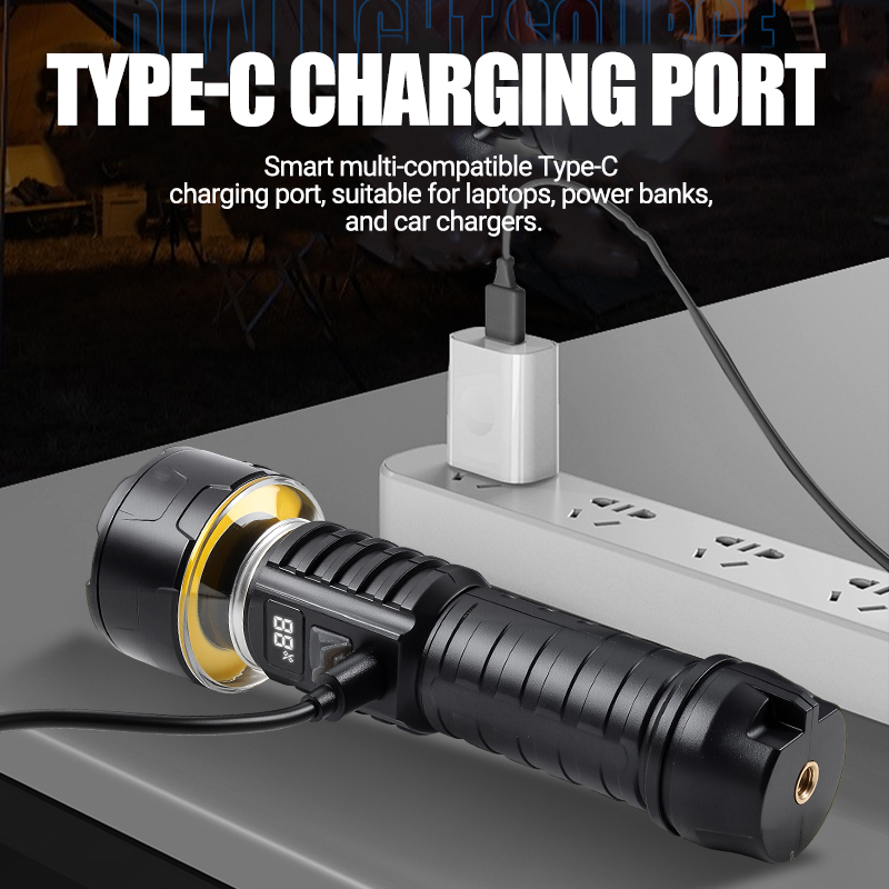 COB LED Flashlight Rechargeabl - مراجعة Outdoor Camping Lampe وسعره
