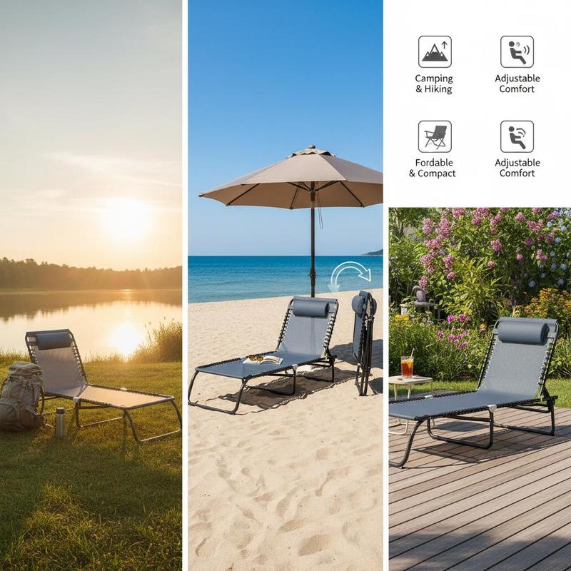Foldable Sun Lounger, Outdoor  - مراجعة Outdoor Camping Recliner وسعره