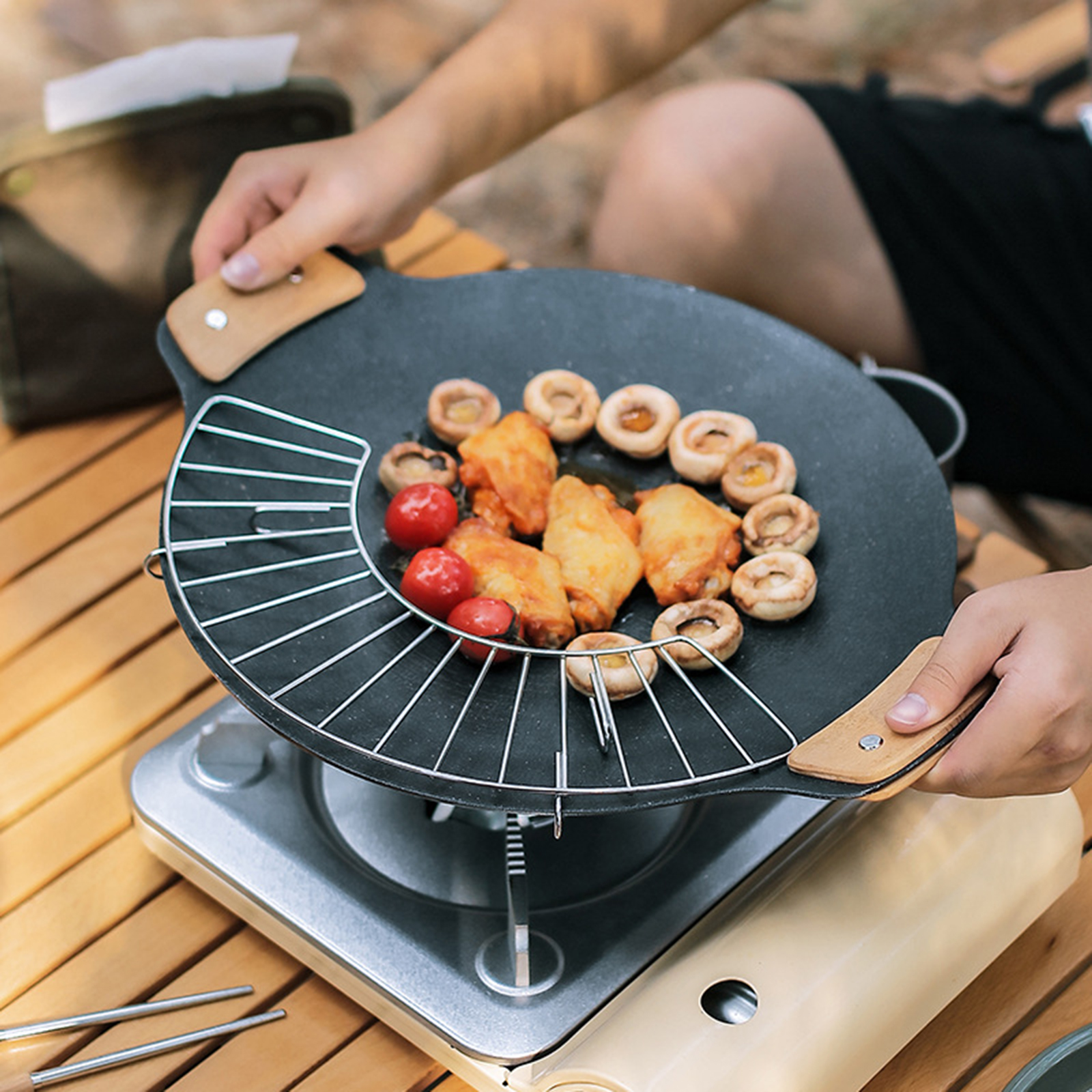 Solid Wood Barbecue Pan Heat R - مراجعة Outdoor Camping Wood Stove وسعره