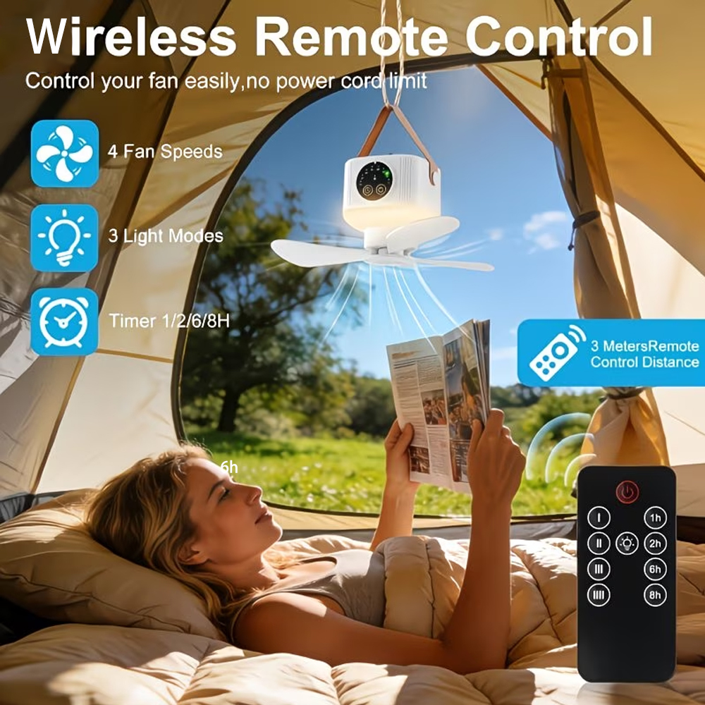 Portable Ceiling Fan with Ligh - مراجعة Outdoor Camping Gazebo وسعره