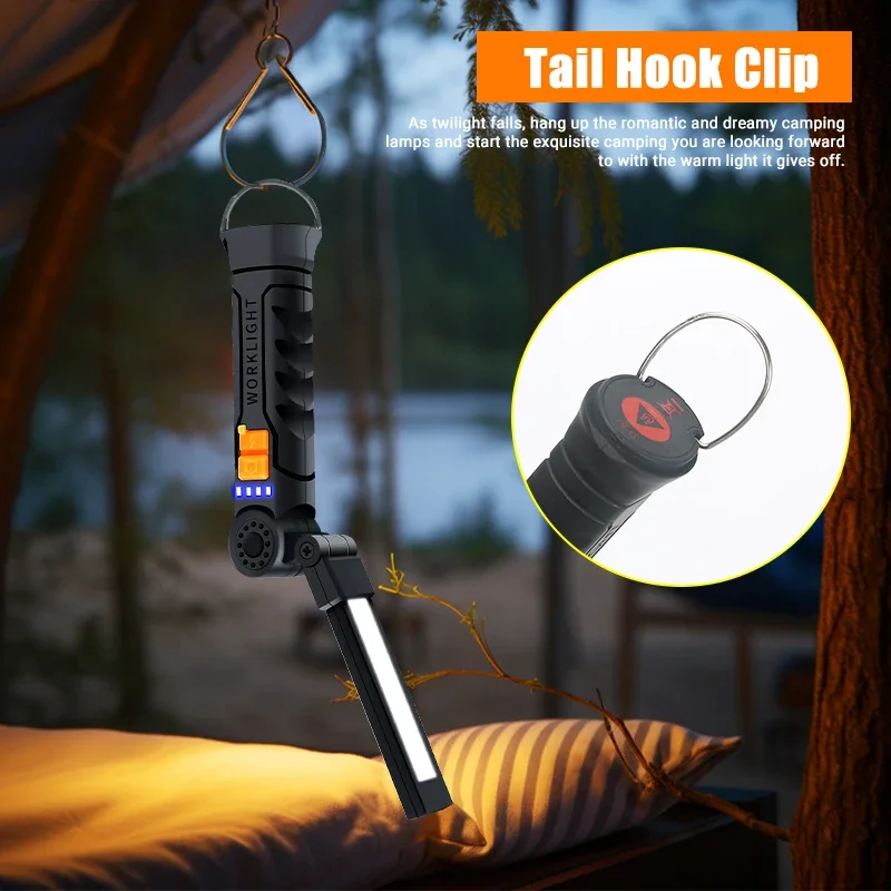Portable COB LED Flashlight Re - مراجعة Outdoor Camping Lampe وسعره
