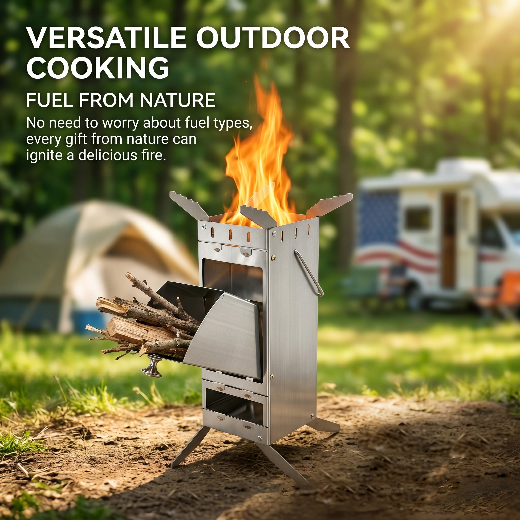 Portable Foldable Rocket Stove - مراجعة Outdoor Camping Wood Stove وسعره