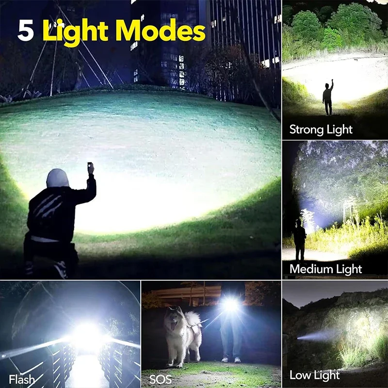 High Power LED Flashlight Rech - مراجعة Outdoor Camping Lampe وسعره