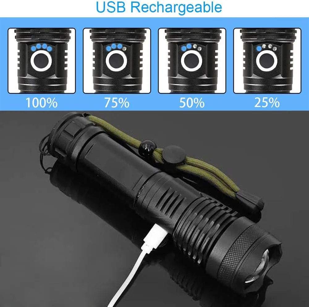 High Power LED Flashlight Rech - مراجعة Outdoor Camping Lampe وسعره